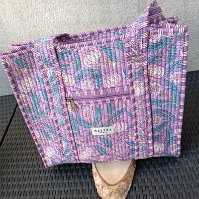 Sac de voyage matelassé indien violet/blanc 